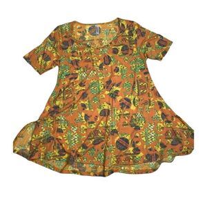LuLaRoe Perfect T‎ Swing Orange Multicolor Soft Top XS NEW